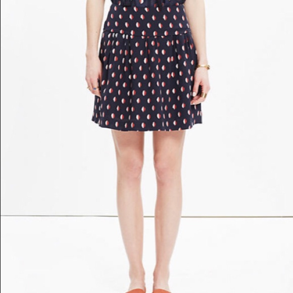 Madewell NWT Silk Skyline Skirt Ikat Polka Dot 2